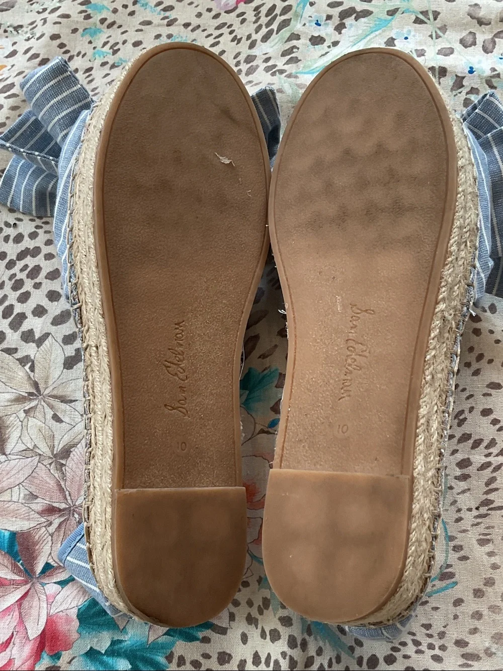 Sam Edelman Ciara Blue White Striped Bow Espadrilles